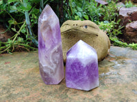 Polished Chevron Amethyst Points x 2 From Madagascar - Toprock Gemstones and Minerals
