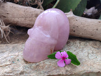 Hand Made Rose Quartz Skull Carving x 1 From Madagascar - Toprock Gemstones and Minerals
