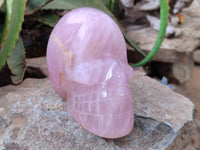 Hand Made Rose Quartz Skull Carving x 1 From Madagascar - Toprock Gemstones and Minerals