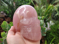 Hand Made Rose Quartz Skull Carving x 1 From Madagascar - Toprock Gemstones and Minerals