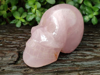 Hand Made Rose Quartz Skull Carving x 1 From Madagascar - Toprock Gemstones and Minerals