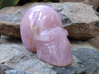 Hand Made Rose Quartz Skull Carving x 1 From Madagascar - Toprock Gemstones and Minerals