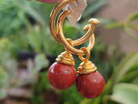 Hand Made Pair of Red Jasper Hoop Earrings - sold per item - From South Africa - Toprock Gemstones and Minerals