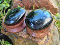 Polished Black Tourmaline Palm Stones x 12 From Madagascar - Toprock Gemstones and Minerals