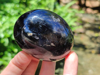 Polished Black Tourmaline Palm Stones x 12 From Madagascar - Toprock Gemstones and Minerals