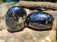 Polished Black Tourmaline Palm Stones x 12 From Madagascar - Toprock Gemstones and Minerals