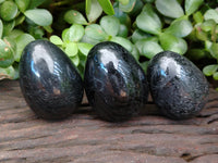 Polished Black Tourmaline Eggs x 6 From Madagascar - Toprock Gemstones and Minerals