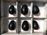 Polished Black Tourmaline Eggs x 6 From Madagascar - Toprock Gemstones and Minerals