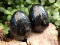Polished Black Tourmaline Eggs x 6 From Madagascar - Toprock Gemstones and Minerals