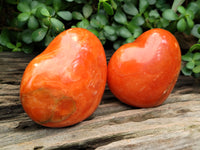 Polished Orange Twist Calcite Gemstone Hearts x 2 From Madagascar - Toprock Gemstones and Minerals