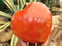 Polished Orange Twist Calcite Gemstone Hearts x 2 From Madagascar - Toprock Gemstones and Minerals