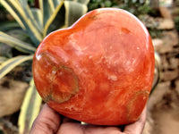Polished Orange Twist Calcite Gemstone Hearts x 2 From Madagascar - Toprock Gemstones and Minerals
