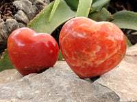 Polished Orange Twist Calcite Gemstone Hearts x 2 From Madagascar - Toprock Gemstones and Minerals