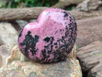 Polished Rhodonite Gemstone Hearts x 3 From Ambindavato, Madagascar - Toprock Gemstones and Minerals