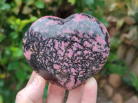 Polished Rhodonite Gemstone Hearts x 3 From Ambindavato, Madagascar - Toprock Gemstones and Minerals