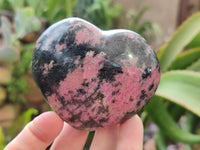 Polished Rhodonite Gemstone Hearts x 3 From Ambindavato, Madagascar - Toprock Gemstones and Minerals