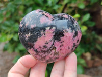 Polished Rhodonite Gemstone Hearts x 3 From Ambindavato, Madagascar - Toprock Gemstones and Minerals