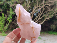 Polished Rose Quartz Flames x 3 From Ambatondrazaka, Madagascar - Toprock Gemstones and Minerals