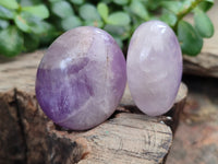 Polished Chevron Amethyst Palm Stones x 12 from Ankazobe, Madagascar - Toprock Gemstones and Minerals