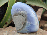 Polished Blue Lace Agate Standing Free Forms x 3 From Nsanje, Malawi - Toprock Gemstones and Minerals