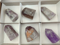 Polished Smokey Amethyst Window Quartz Crystals x 6 From Akansobe, Madagascar - Toprock Gemstones and Minerals