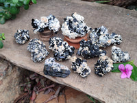 Natural Schorl Black Tourmaline With Hyalite Opal Specimens x 12 From Namibia - Toprock Gemstones and Minerals