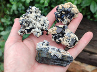 Natural Schorl Black Tourmaline With Hyalite Opal Specimens x 12 From Namibia - Toprock Gemstones and Minerals