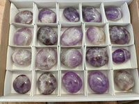 Polished Chevron Amethyst Palm Stones x 20 from Ankazobe, Madagascar - Toprock Gemstones and Minerals