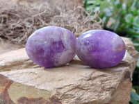 Polished Chevron Amethyst Palm Stones x 20 from Ankazobe, Madagascar - Toprock Gemstones and Minerals