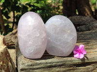 Polished Lavender Rose Quartz Standing Free Forms x 2 From Ambatondrazaka, Madagascar - Toprock Gemstones and Minerals