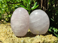 Polished Lavender Rose Quartz Standing Free Forms x 2 From Ambatondrazaka, Madagascar - Toprock Gemstones and Minerals