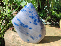 Polished Blue Spinel Spotted Quartz Leaf Sculpture x 1 From Madagascar - Toprock Gemstones and Minerals