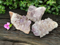 Natural Jacaranda Amethyst Quartz Clusters x 3 From Mumbwa, Zambia - Toprock Gemstones and Minerals