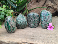 Polished Emerald Mica In Matrix Standing Free Forms x 4 From Mutoko, Zimbabwe - Toprock Gemstones and Minerals