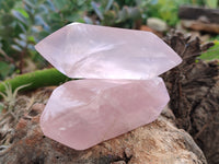 Polished Double Terminated Rose Quartz Points x 12 From Ambatondrazaka, Madagascar - Toprock Gemstones and Minerals