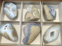 Polished Blue Lace Agate Geodes x 6 From Nsanje, Malawi - Toprock Gemstones and Minerals
