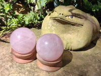 Polished Rose Quartz Spheres x 4 From Ambatondrazaka, Madagascar - Toprock Gemstones and Minerals