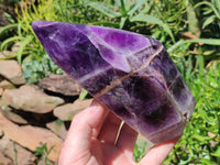 Polished Chevron Amethyst Point x 2 From Zambia - Toprock Gemstones and Minerals