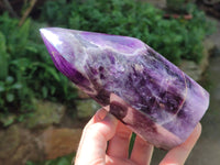 Polished Chevron Amethyst Point x 2 From Zambia - Toprock Gemstones and Minerals