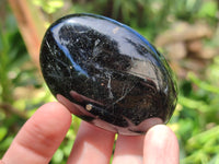 Polished Black Tourmaline Palm Stones x 16 From Madagascar - Toprock Gemstones and Minerals