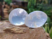 Polished Girasol Pearl Quartz Palm Stones x 24 From Ambatondrazaka, Madagascar - Toprock Gemstones and Minerals