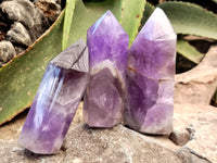 Polished Chevron Amethyst Points x 6 From Ankazobe, Madagascar - Toprock Gemstones and Minerals