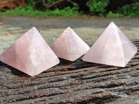 Polished Rose Quartz Pyramids x 4 From Madagascar - Toprock Gemstones and Minerals
