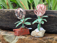 Hand Made Gemstone Protea Flower Trees x 3 From South Africa - Toprock Gemstones and Minerals