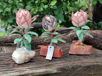 Hand Made Gemstone Protea Flower Trees x 3 From South Africa - Toprock Gemstones and Minerals