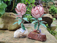 Hand Made Gemstone Protea Flower Trees x 3 From South Africa - Toprock Gemstones and Minerals