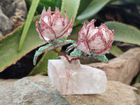 Hand Made Gemstone Double Protea Flower Trees x 3 From South Africa - Toprock Gemstones and Minerals