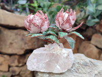 Hand Made Gemstone Double Protea Flower Trees x 3 From South Africa - Toprock Gemstones and Minerals