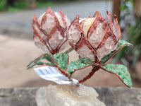 Hand Made Gemstone Double Protea Flower Trees x 3 From South Africa - Toprock Gemstones and Minerals