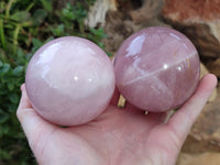Polished Rose Quartz Spheres x 3 From Ambatondrazaka, Madagascar - Toprock Gemstones and Minerals
